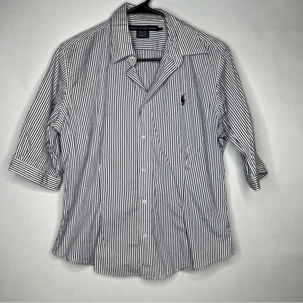 Ralph Lauren Black and White Striped Blouse